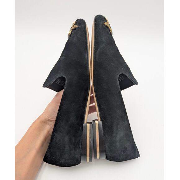 Michael Kors Natasha Suede Gold Star Loafers Women's Black Size US6.5M EU36.5 - Picture 5 of 12